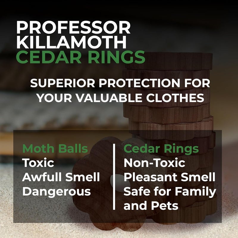 Professor Killamoth 80 Cedar Rings for Clothes Storage - Stop Clothes Damage - 80 Fresh Cedar Rings - Image 4